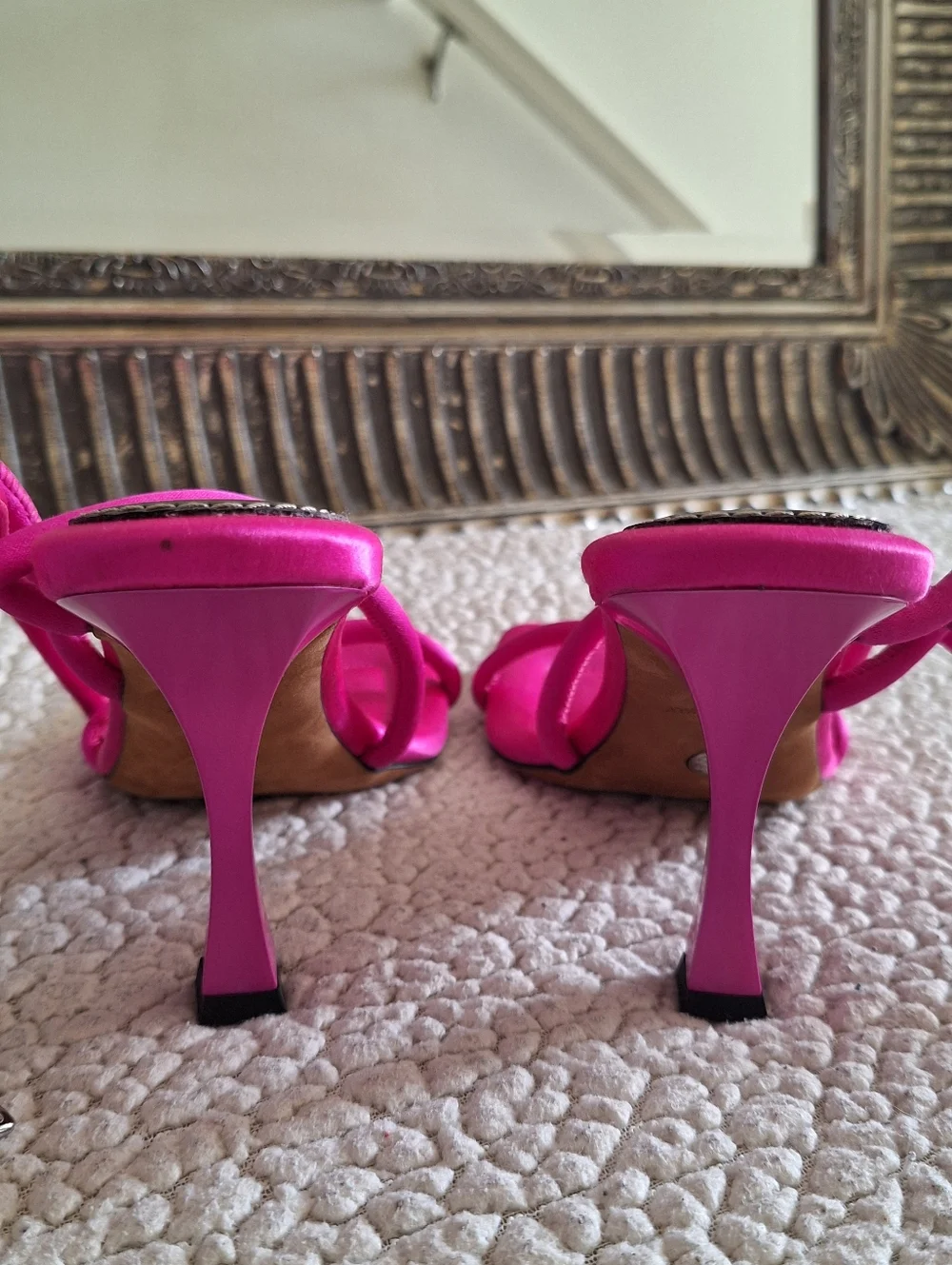 PROENZA SCHOULER Square Strappy Sandals Heels Satin Fuchsia EU 38 US 8 Org$795 - Picture 11 of 16